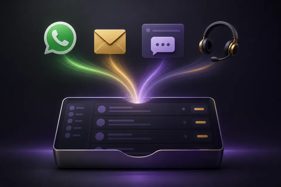 WhatsApp, Instagram, Facebook, TikTok, SMS, web chat and voice converging into one omnichannel inbox