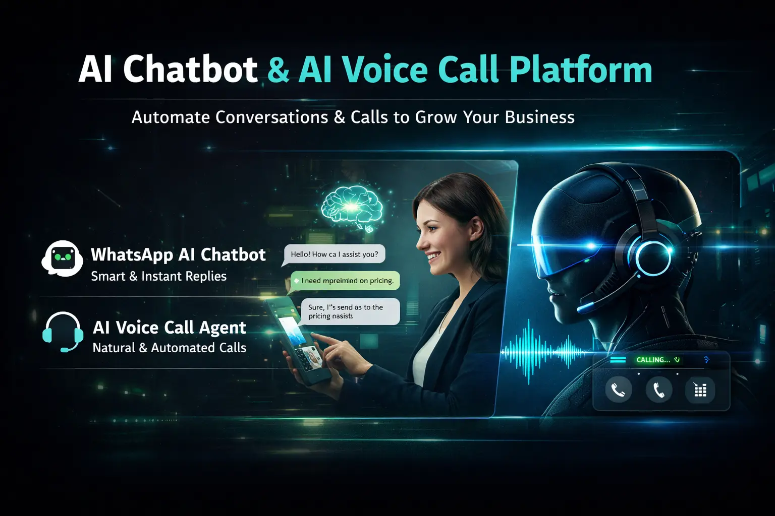 AI platform dashboard for chatbot and voice call management - BestSmsBulk intelligent messaging interface